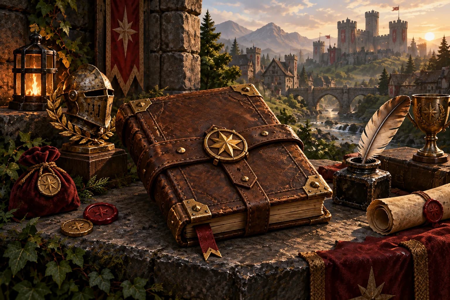 Leather achievement journal with a golden star clasp